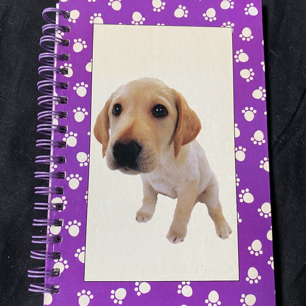 The Dog Notebook Golden Labrador Retriever Purple Paw Print Very Good Lined Spir